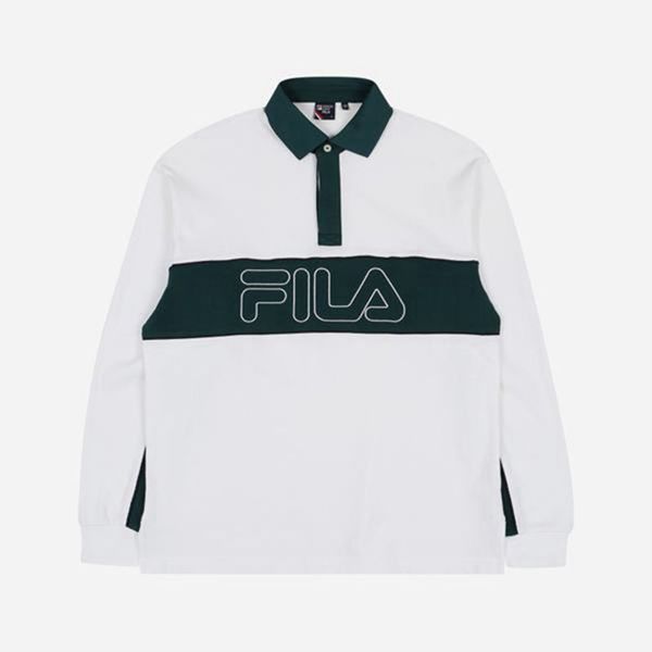 Camisas Polo Fila Mujer Verde / Blancas - Rugby L/S - España 198304MIG